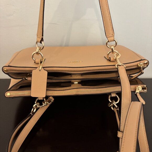 Coach Christie Carryall Tan Crossgrain Leather Satchel - Picture 6 of 13